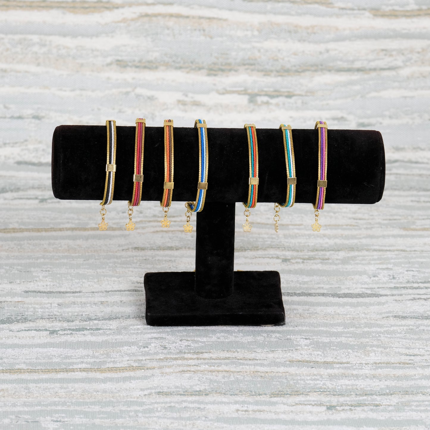 Flat Four Strand Bracelet with Colored Threads