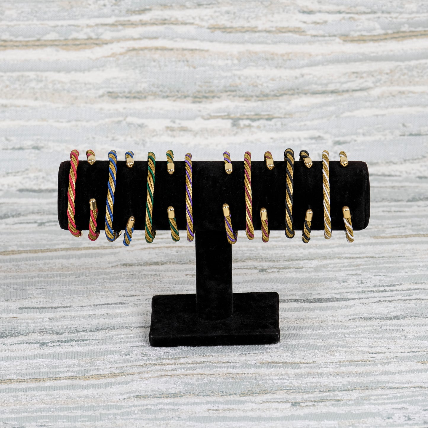 Thick Twisted Cuff Bracelet with Colored Threads