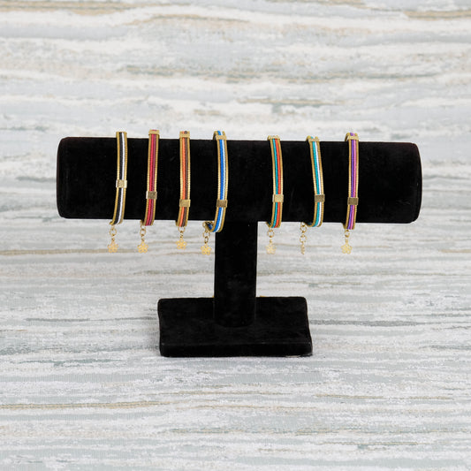Flat Four Strand Bracelet with Colored Threads