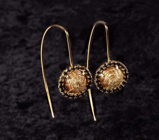 Disk Earrings with Dramatic Hook