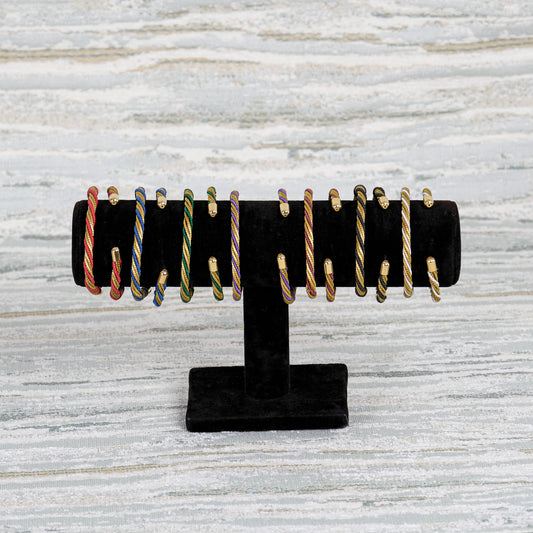 Thick Twisted Cuff Bracelet with Colored Threads