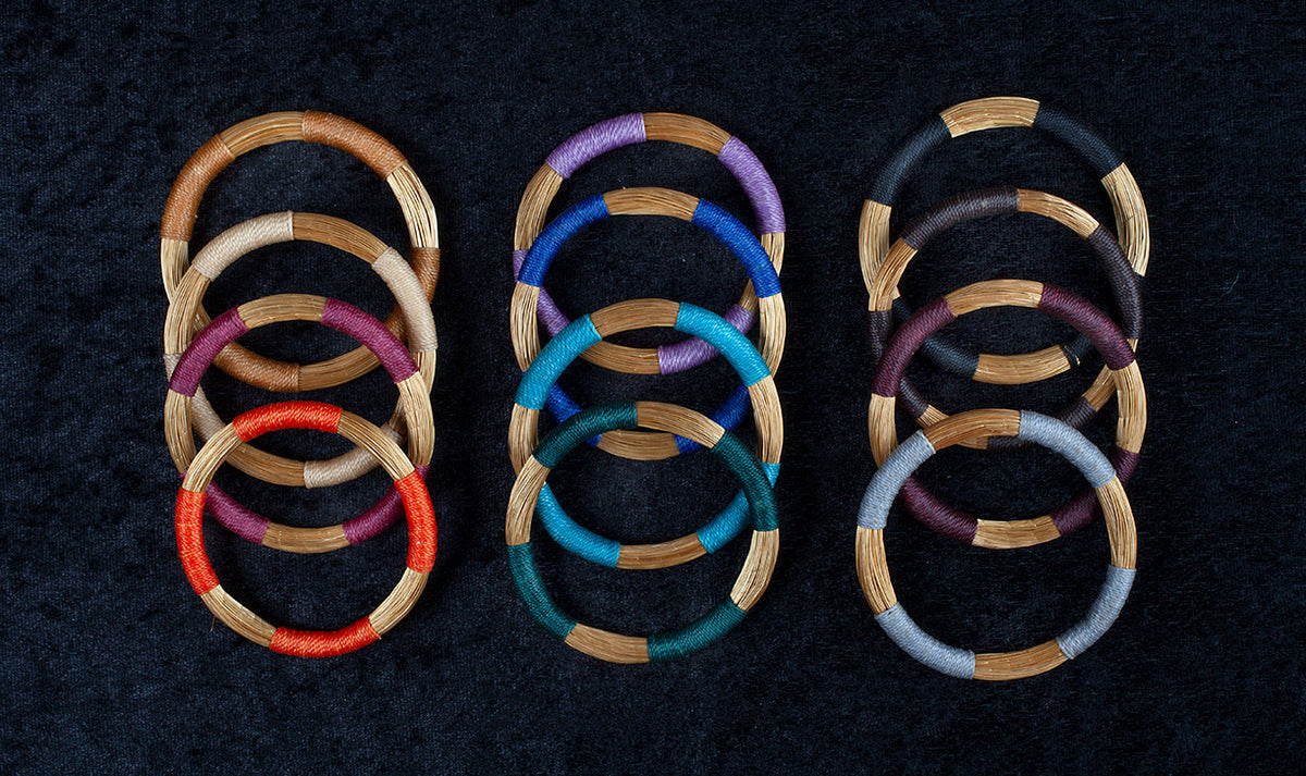African Bangle Bracelet with Colored thread