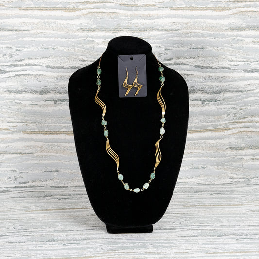 Wave Necklace with Colored Stones